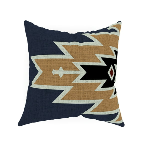 Decorative Throw Pillow Cover, 18” x 18”, Multi, Southwest Motif Pattern on Faux Leather with Faux Leather Corner Tassels Creating a Comfortable and Unique Style for any Living Room, Bed, and Sofa