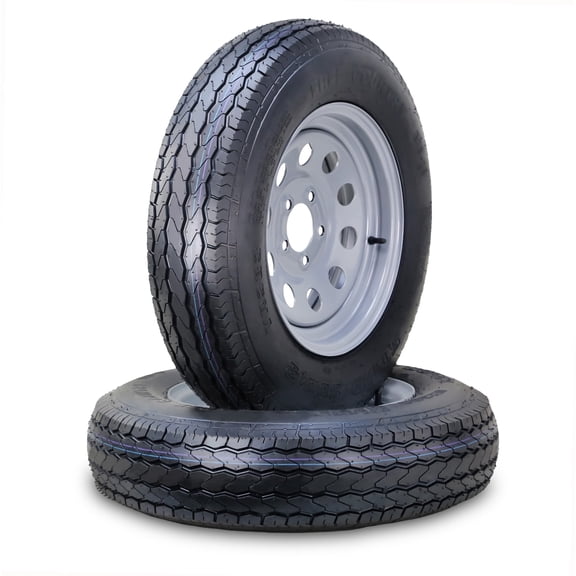 Free Country Trailer Tire Wheel Assembly ST175/80D13 8-Ply D 96L 5 Lug on 4.5" PCD Silver Mod Rim ,SET 2