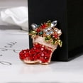 thumbnail image 3 of 3pcs Christmas Brooch Heart Shaped Garland Round Wreath Socks Rhinestone Inlaid Breastpin Random Style, 3 of 7