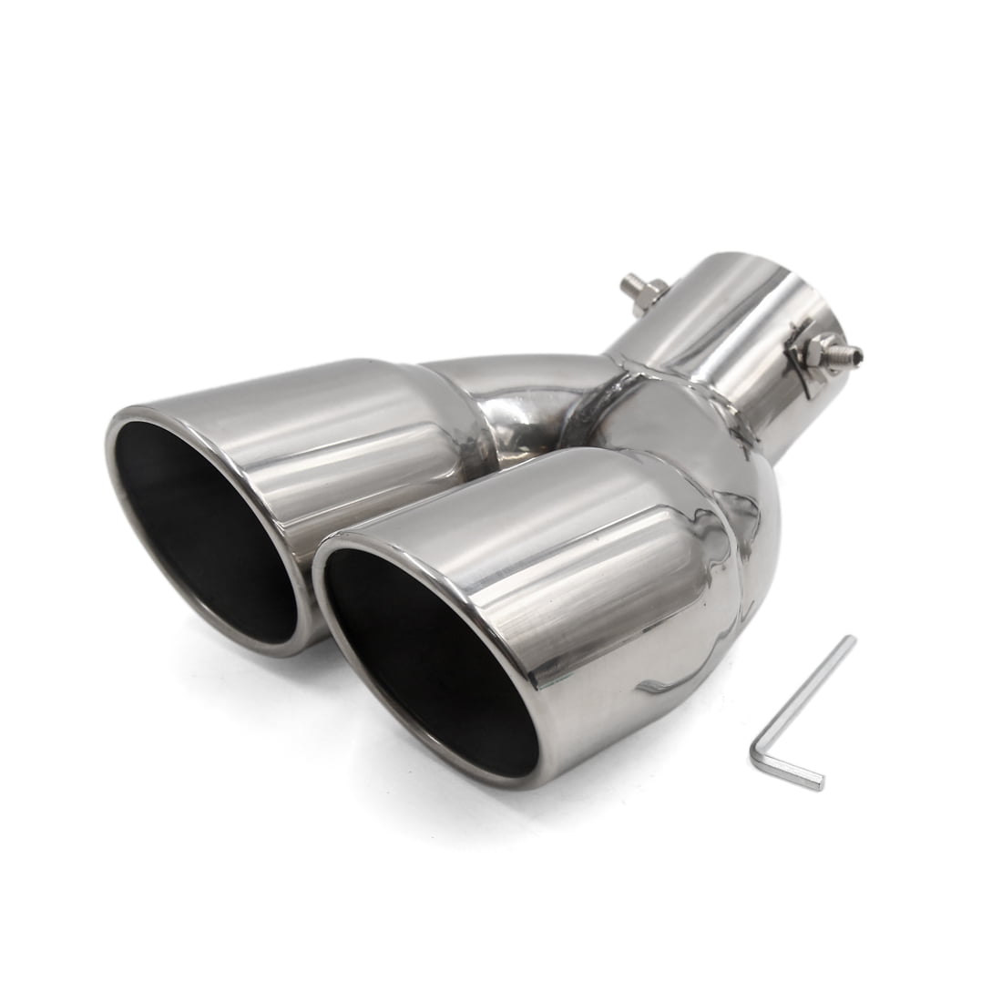 53-38mm Car Single Straight Exhaust Pipe Rear Muffler Tip Tail Throat Glossy Silver Stainless Steel KIMISS Universal Straight Exhaust Pipe 