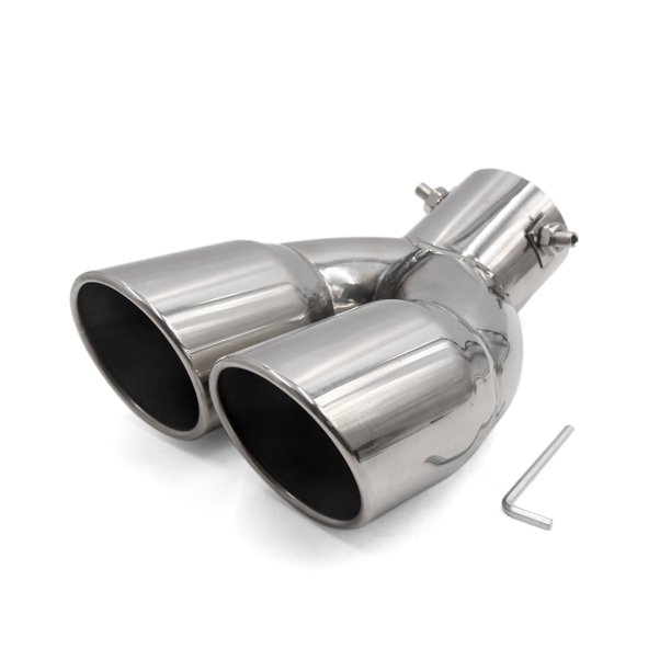 Stainless Steel Dual Outlet Car Exhaust Tail Muffler Tip Fit 1.1" to 2.