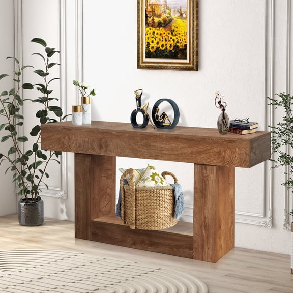 63" Wood Console Table for Entryway, Rectangular Sofa Table Behind The Couch, Modern Farmhouse Console Tables for Entrance, Hallway, Living Room, Foyer