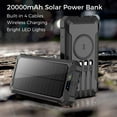thumbnail image 2 of Alpha Digital Solar Power Bank, Wireless Charging, 20000mAh, Built-in Cables, IP65 Waterproof, Digital Display, 2 of 8