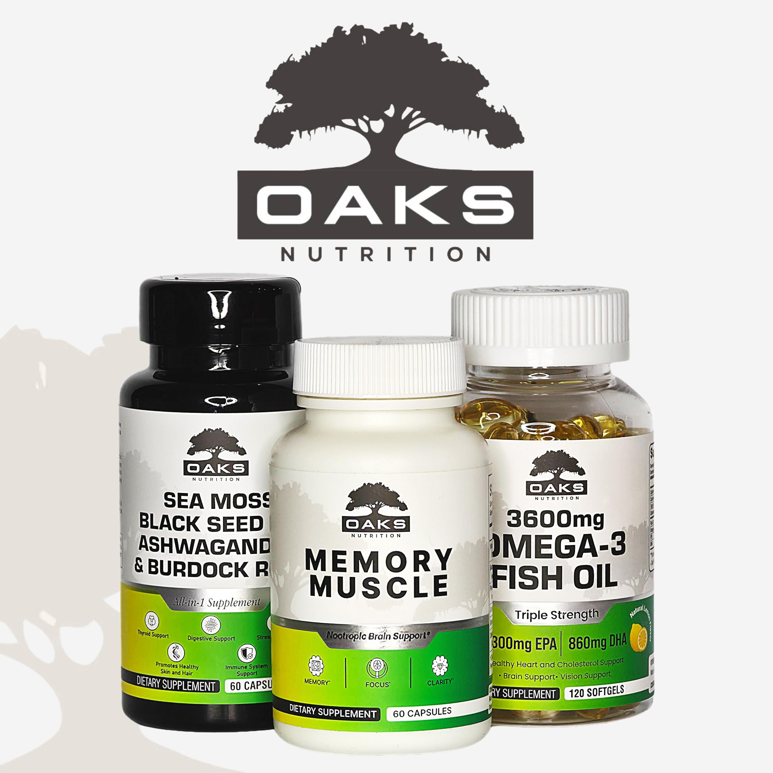 Oaks Nutrition 3600mg Fish Oil, 2160mg Omega-3 (1300 EPA/860 DHA), 120ct