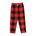 thumbnail image 4 of Sigee Buffalo Plaid Red Black Print Women's Soft Pajama Pants - Breathable and Comfortable Lounge Sleep Bottoms with Elastic Waistband and Pockets-Small, 4 of 9