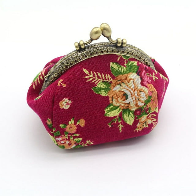 Portefeuille, Mini Porte-Monnaie Vintage à Fleurs pour Femme (Rouge), 1 x Porte-Monnaie, rose Rouge