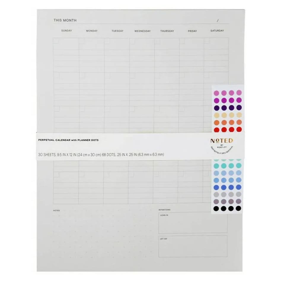 3M Post-it Planner Dots / Stickers: 9.5 in. x 12 in. monthly calendar pad  with planner dots (Multicolored) - Walmart.com