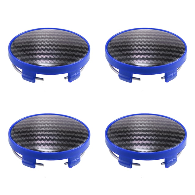 4uds Azul con Negro Carbono Fibra Patrón Coche Rueda Neumático Centro Cubo