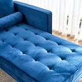 thumbnail image 4 of 64 inch Sleeper Chaise Furniture, 3-Seater Velvet Couch, Soft Tufted Seat Cushion Seats with 2 Throw Pillows, Mid-Century Sofa with Tool-Free Assembly for Small Space, 4 of 8