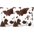 thumbnail image 1 of Fundas de almohada con estampado de vacas, 18.0 x 18.0 in, 2 fundas de cojín decorativas de piel sintética para sofá, sala de estar, sofá, dormitorio, 1 of 4