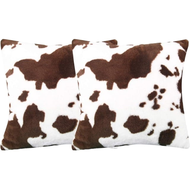 Fundas de almohada con estampado de vacas, 18.0 x 18.0 in, 2 fundas de cojín decorativas de piel sintética para sofá, sala de estar, sofá, dormitorio