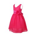 thumbnail image 2 of Manyakai Big Kids Girl's V Neck Bow Sash Wedding Bridesmaid Dance Prom Ball Gown Flower Dress Rose 4, 2 of 7