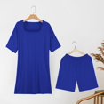 thumbnail image 4 of BLOCLOALO 2 Piece Lounge Set Short Sleeve Shirts Women's Casual Oversized Set with Square Collar Top Tight Shorts Set Blouse Tunic Tops Short Matching Sets Women Clothing Travel Outfits Blue L, 4 of 9