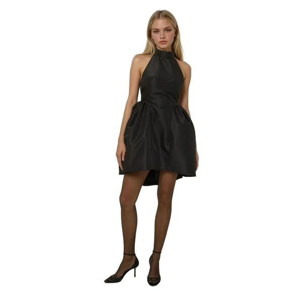 Halter Neck Mini Dress with Gathering Detail