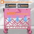 thumbnail image 4 of Yacona 35" L Extra Long Wagons Carts Foldable, 180L Heavy Duty Collapsible Wagon with Wheels, 360Lbs Portable Utility Cart for Shopping, Grocery, Garden, Beach, Camping, Pink, 4 of 9