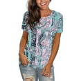 thumbnail image 4 of Fznquz Summer Womens Short Sleeve Tops Floral T Shirts Casual 2025 Crewneck Blue Ladies Tops, 4 of 6