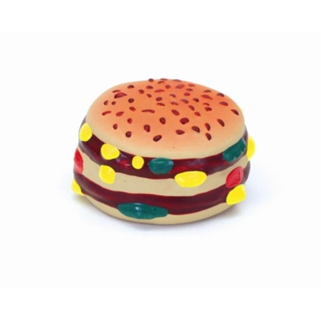 Cheeseburger Hamburger Dog Pet Toy Rubber Vinyl Squeaky Squeeze Burger Food Prop 
