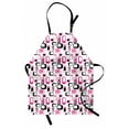thumbnail image 1 of Geometric Apron Sixties Ornamental Old Fashioned Shapes in Vintage Design Elements Image, Unisex Kitchen Bib Apron with Adjustable Neck for Cooking Baking Gardening, Pink White Black, by Ambesonne, 1 of 3