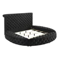 thumbnail image 5 of 1pc Glam King Tufted Headboard Upholstered Storage Round Bed Black Bedroom Furniture, 5 of 6