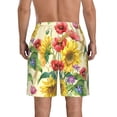 thumbnail image 3 of Kll Sunflower Cornflower Poppy Men'S Casual Summer Beach Shorts Hawaiian Shorts With Pockets-Large, 3 of 9