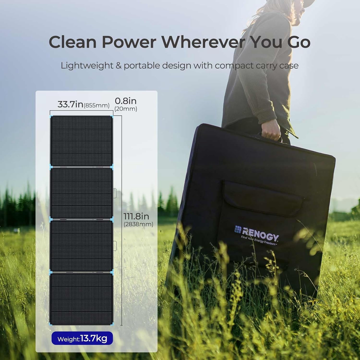 Renogy 400W Lightweight Foldable Solar Panel Kit, Portable Solar Generator Charger with MC-4 Output, for Outdoor Camping, RV, Power Station, Home Use, Fast Installation with Sturdy Kickstands