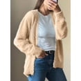 thumbnail image 4 of Fuzzy Cardigan Sweaters for Women V Neck Button Down Soft Knit Sweater Long Sleeve Cardigan Sweater Coat Light Khaki S, 4 of 9