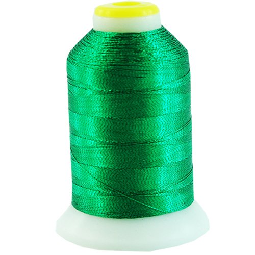 Metallic Embroidery Thread No. L65 Bright Green 500 Meter Cones (550 Yards) 25 Brilliant