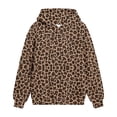 thumbnail image 3 of Lutiedan Girls Leopard Print Hoodie Oversized Fleece Fall Winter Hooded Sweatshirts Long Sleeve Casual Pullover Top Size 3-13,Coffee, 3 of 5