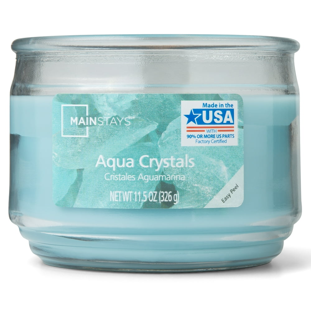 Mainstays Aqua Crystals Scented 3Wick Glass Jar Candle, 11.5 oz