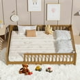 thumbnail image 2 of Queen Size Floor Bed,Pine Wood Montessori Floor Bed with Safety Guardrails and Reinforced Slats Support,Queen Size Bed Frame for Girls and Boys,No Box Spring Needed,Quick Assembly,Espresso, 2 of 7