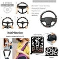 thumbnail image 5 of Yuyamidu Cow Print Car Seat Cover Full Set Western Aztec Steering Wheel Cover Auto Seatbelt Pads Coaster Trash Can Air Vent Holder Rear View Mirror Cover Car Coasters Keychain 15 Packs, 5 of 7