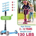thumbnail image 2 of 3 Wheeled Kids Scooter with Glowing Wheels, Adjustable Height for Toddlers 3-12 Years, 2 of 6