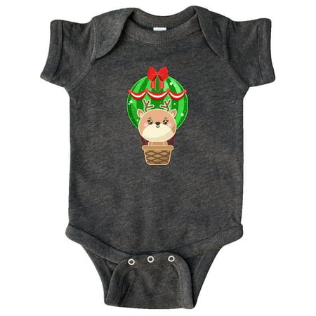 

Inktastic Cute Christmas Reindeer in a Hot Air Balloon Gift Baby Boy or Baby Girl Bodysuit