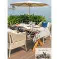 thumbnail image 4 of Outdoor Tablecloth with Umbrella Hole and Zipper, Rabbits Pine Cone Rectangle Table Cloth 54x80 Inch Waterproof Tablecloth, Sweet Home Texture Rustic Leaf Retro Beige Picnic Table Cover for Patio, 4 of 7