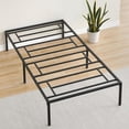 thumbnail image 1 of Durable metal platform marco de cama tamaño individual size: 14 pulgada negra, ample almacenamiento, steel slat support, no box spring, heavy-duty construction, 1 of 7