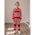 thumbnail image 3 of BemeyourBBs Toddler Baby Boy Girl Valentines Day Outfit Striped Heart Sweatshirt and Pants Set Spring Fall Winter Clothes, 3 of 9