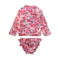 thumbnail image 3 of Floral Print Kids Bikini Long Sleeve Baby Girls Swimsuit For Children Toddler's Rash Sun Guard Swimwear Bling Child Bathing Suit, 3 of 6