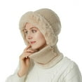 thumbnail image 3 of Women Fashion Warmer Multipurpose Plush Knitted Hat Ears Protection Cap Beanie Cap Face Cover Neck Caps BLACK, 3 of 8