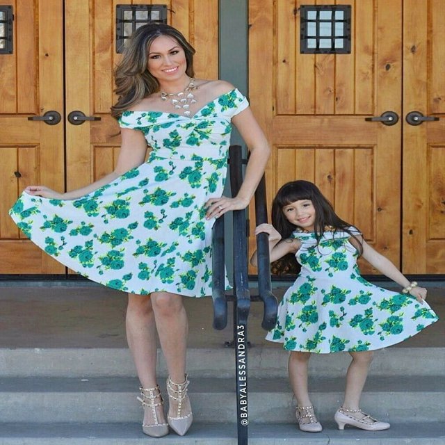 Robe Assortie Maman et Moi pour la Famille, Robe Maxi Florale de Fête Mère-Fille