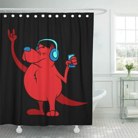 KSADK Red Dog Dancing with His Mp3 Player Listening to Music and Wearing Head Phones Shower Curtain Bath Curtain 60x72 (Best Windows Phone 8.1 Music Player)