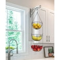 thumbnail image 4 of NOGIS 3 Tier Hanging Fruit Basket, Vegetable Storage for Kitchen, Heavy Duty Wire Produce Hanger, Black, 4 of 7