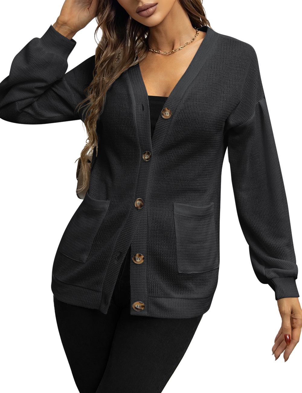 Doublju Womens Long Sleeve Basic Hi Lo Open Front Cardigan With Plus