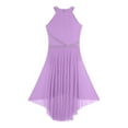 thumbnail image 6 of YiZYiF Women's Sleeveless Rhinestone Lyrical Dance Dress Modern Contemporary Dancing Clothes Light Purple XL, 6 of 7