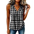 thumbnail image 5 of IUYRTFE Women's Sleeveless V Neck Gingham Plaid Tank Top 100% Linen Relaxed Fit Summer Casual Blouse, 5 of 6