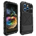 thumbnail image 6 of ELEHOLD Heavy Duty Case for iPhone 15 Pro Max,Rugged Military Grade Shockproof Case,with Screen Protector Built-in Hidden Foldable Kickstand Metal Back Cover Case for iPhone 15 Pro Max - Black, 6 of 10