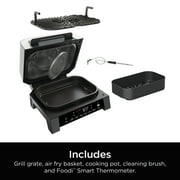 Ninja Foodi Smart XL 6-in-1 Indoor Grill with Air Fry, Roast, Bake, Broil, Dehydrate, Foodi Smart Thermometer, 2nd Generation, Black/Silver DG551