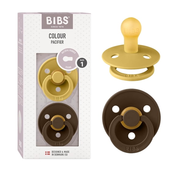 Chupetes BIBS Mustard Mocha Látex Natural Paquete de 2 Talla 1 (0-6 Meses)