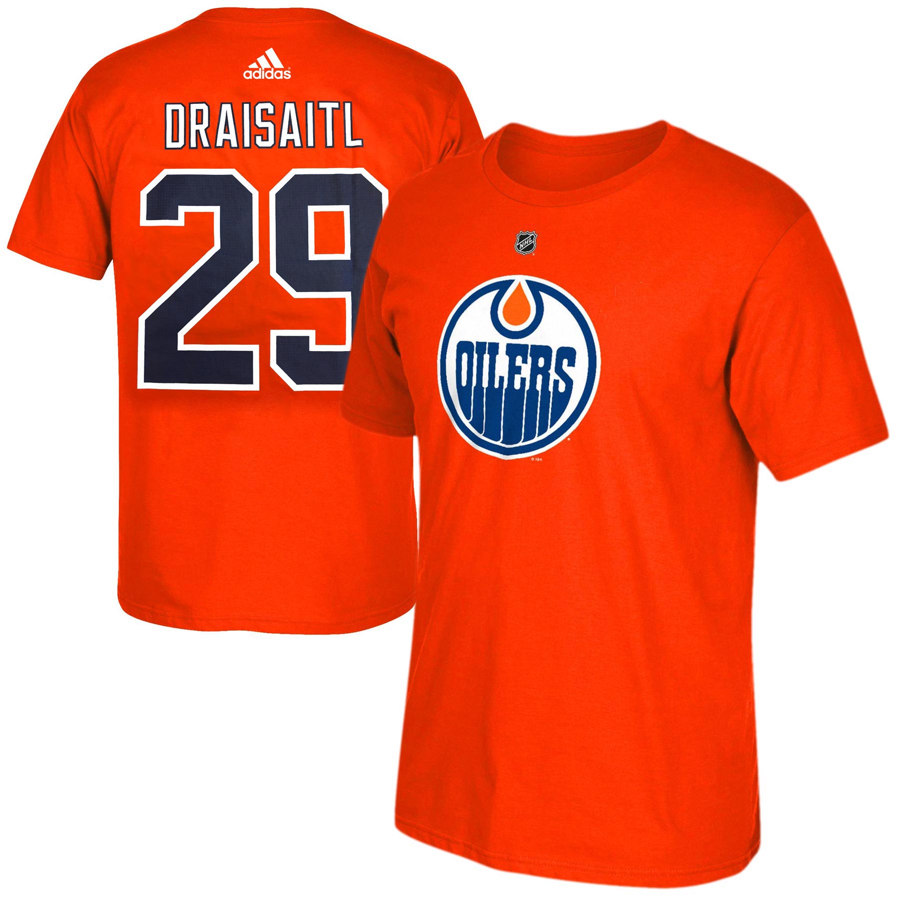 Edmonton Oilers Leon Draisaitl Adidas NHL Silver Player Name & Number T