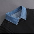 thumbnail image 6 of Women's Denim Fake Collar, Versatile Pointed Collar, Deep & Light Blue Washes, Detachable Design, Layering Accessory, Sweaters, Blouses, Casual Tops, Vintage Denim Style B One Size, 6 of 6