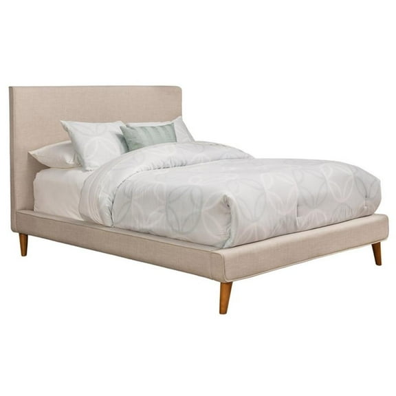 Bowery Hill California King Upholstered Platform Bed in Light Gray